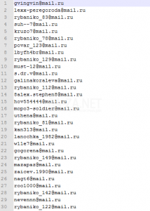 База данных Российских пользователей Email адресов