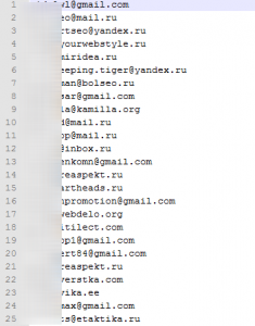 E-mail адреса вебмастеров